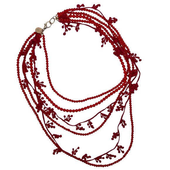 Mango Red Five Layer Necklace - Picture 2 of 7